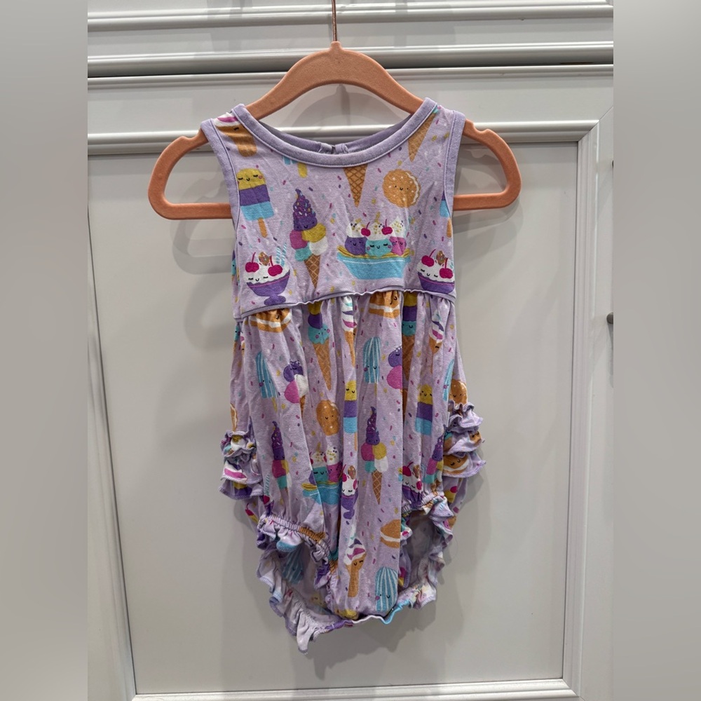 Little sleepies ice cream social bubble romper